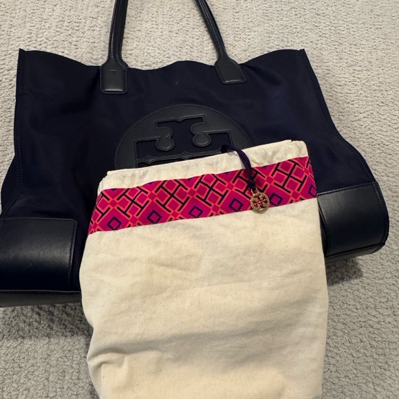 Tory Burch Ella navy blue nylon leather tote - Picture 12 of 12